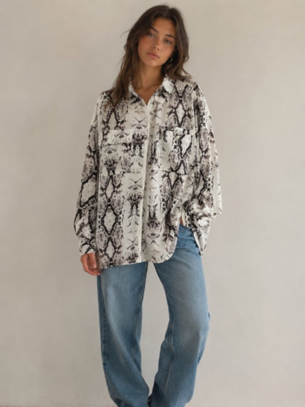 Snakeskin Print Button up Blouse